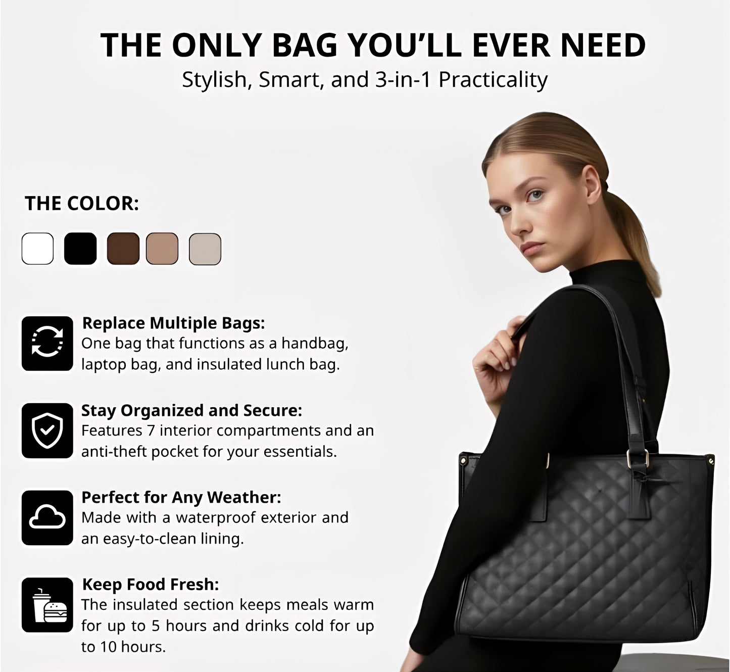 WorkEase 2-in-1: Laptop Tote with Insulated Lunch Storage